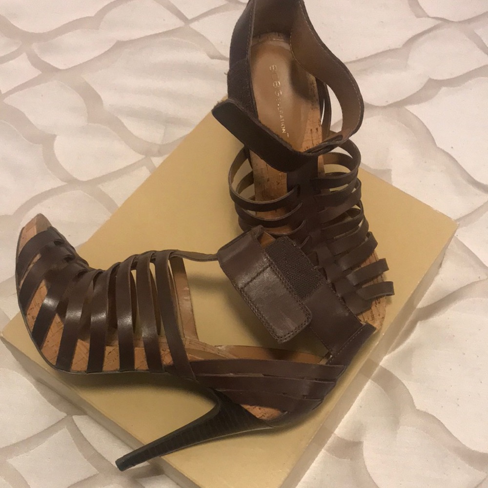 Go out in style with these BCBG open toed heels.